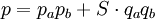 p = p_a p_b + S \cdot q_a q_b\,\!
